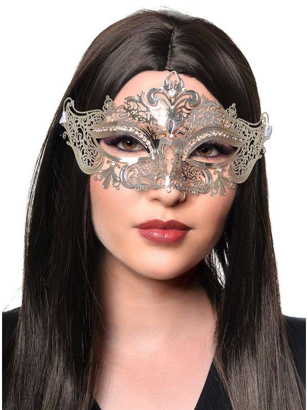 Silver Metal Filigree Masquerade Mask | Women's Silver Masquerade Mask