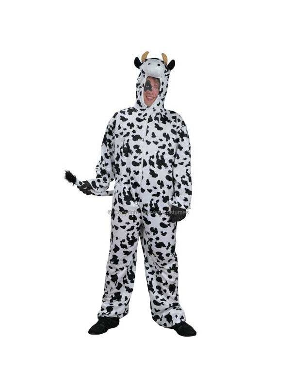 Adult's Plus Size Cow Onesie Costume Front View