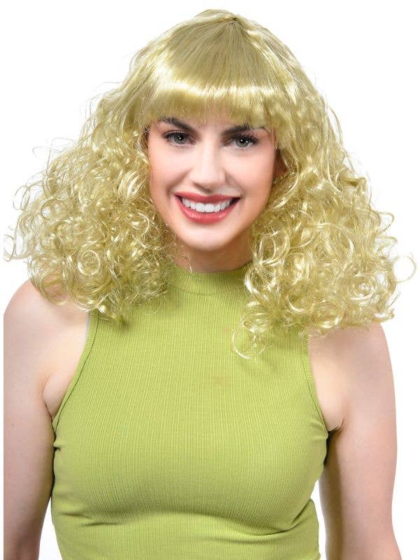Image of Disco Star Women's Curly Blonde 70's Costume Wig - Main Image