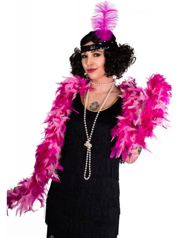 Two Tone Feather Boa in Pink and Hot Pink View 1