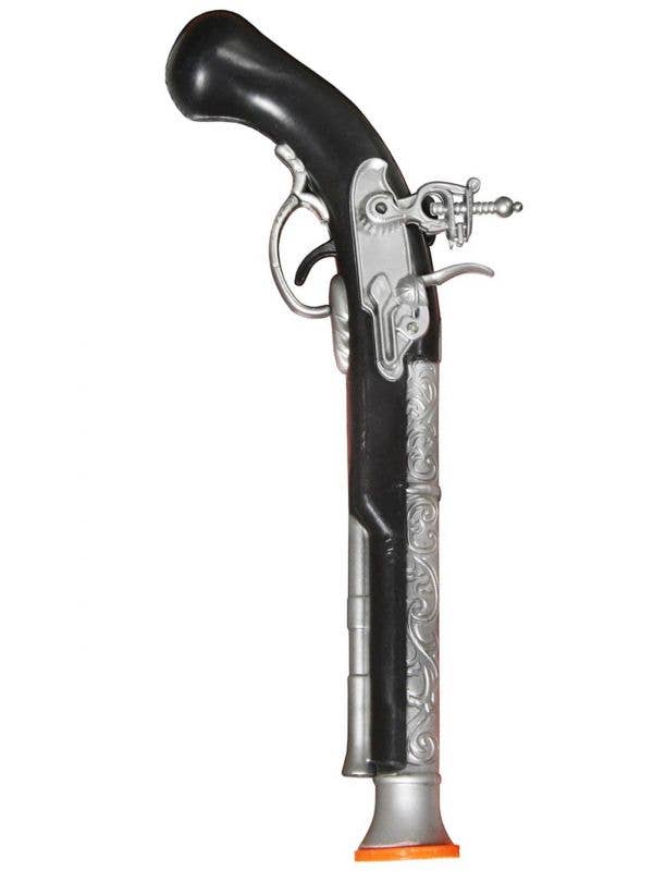 Black Plastic Pirate Pistol Costume Weapon with Silver Details