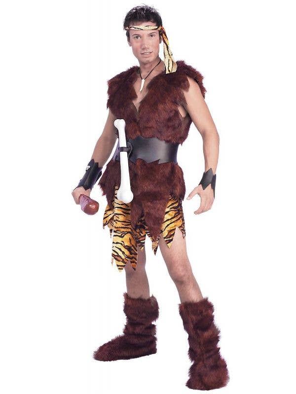 Prehistoric Crazy Jungle Caveman Stoneage Novelty Mens Fancy Dress Costume 