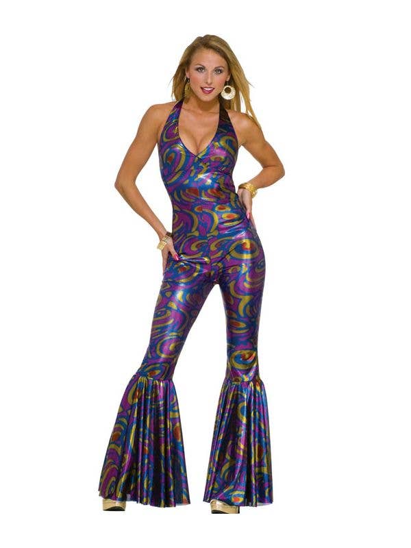 Women's 70's Disco Jumpsuit Costume Main Image
