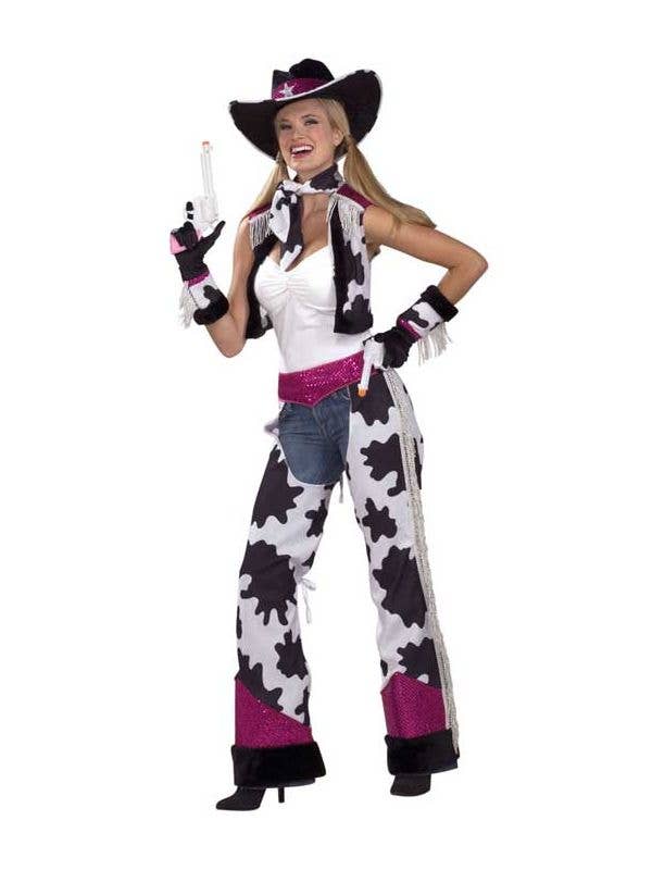 Black and White Cow Print Cowgirl Costume | Women's Cowgirl Costume