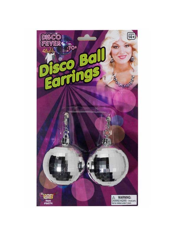 womens ladies fancy dress accessory 1970'S NIGHT FEVER DISCO BALL EARRINGS 