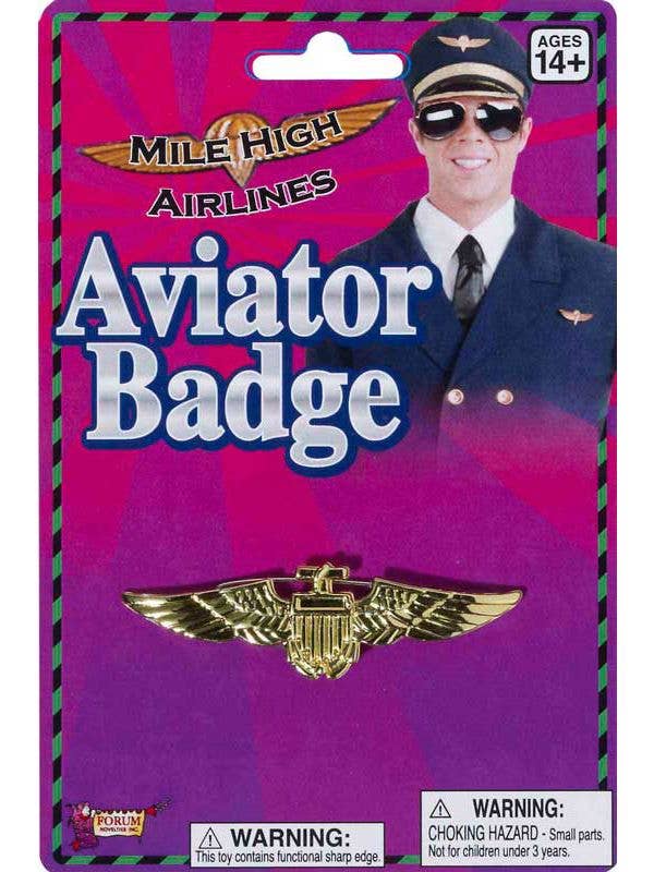 Gold Aviator Flight Captain Costume Badge