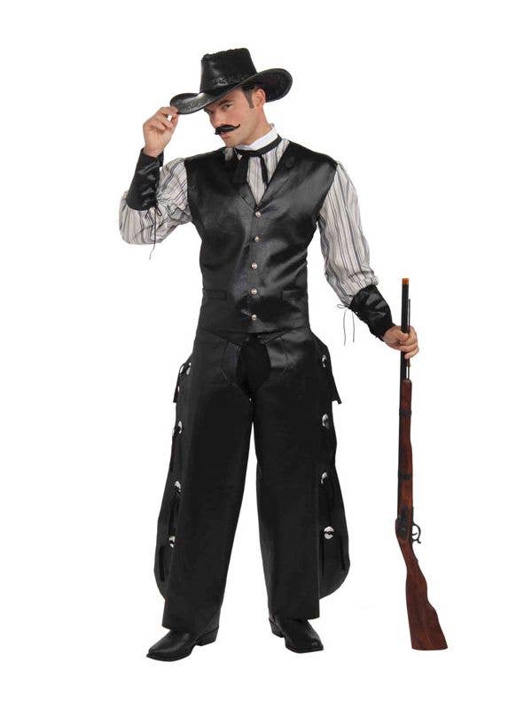 Men's Black Wild West Cowboy Rogue Gambler Costume - Main Image