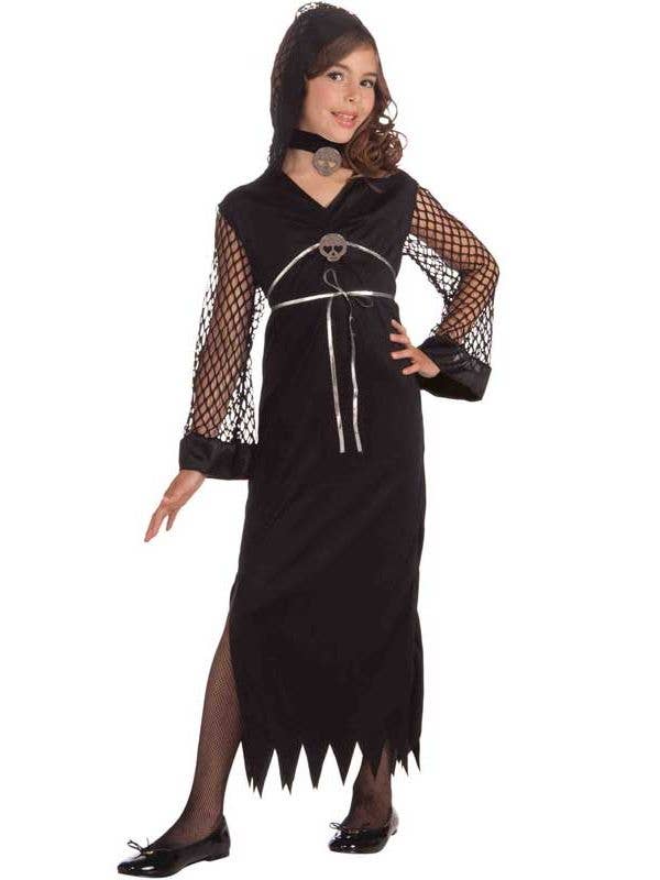 Girl's Evil Sorceress Black Fancy Dress Costume Front View