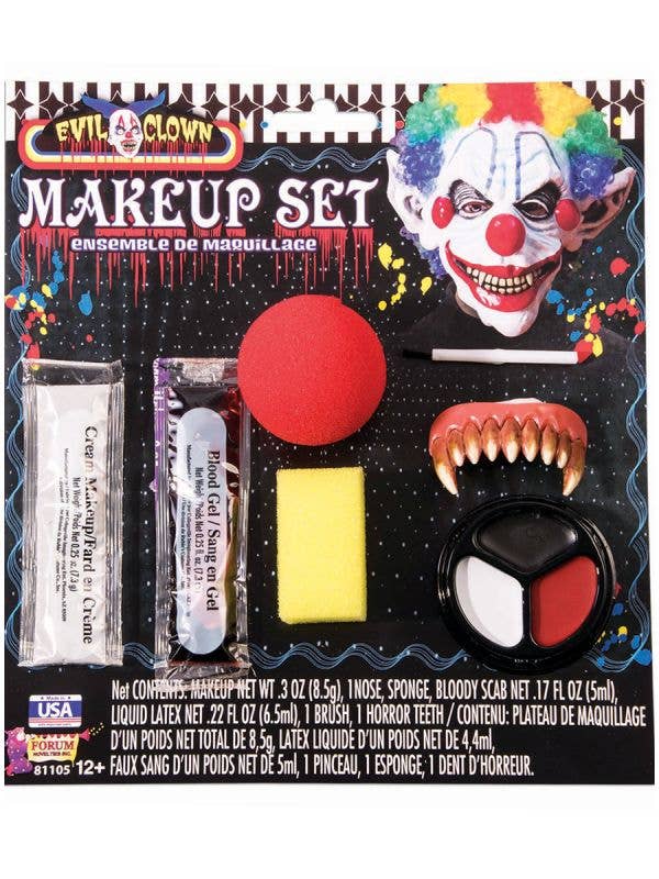 Evil Clown Halloween Makeup and Face Painting Kit