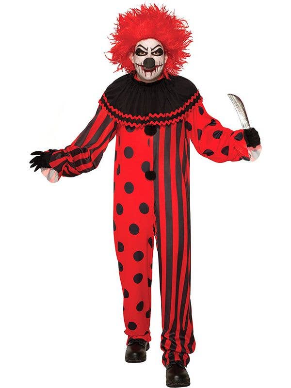 Mens Red and Black Evil Clown Costume | Halloween Costume for Men