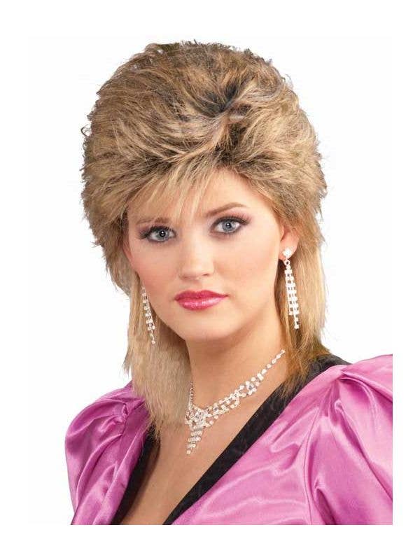 80s Fashion Womens Mullet Blonde Wig - Main Image