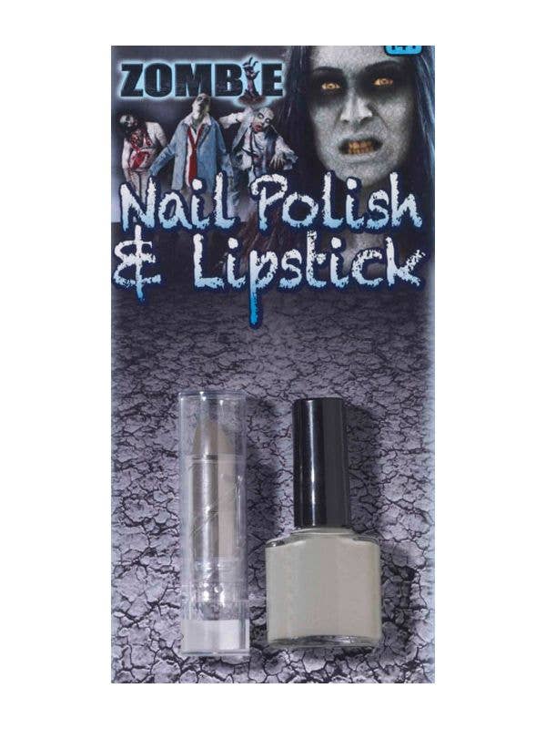 Grey Nail Polish and Lipstick Costume Makeup Set