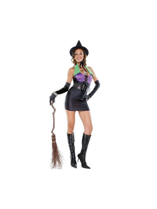 Women's Sexy Halter-Neck Witch Halloween Costume - Front Image