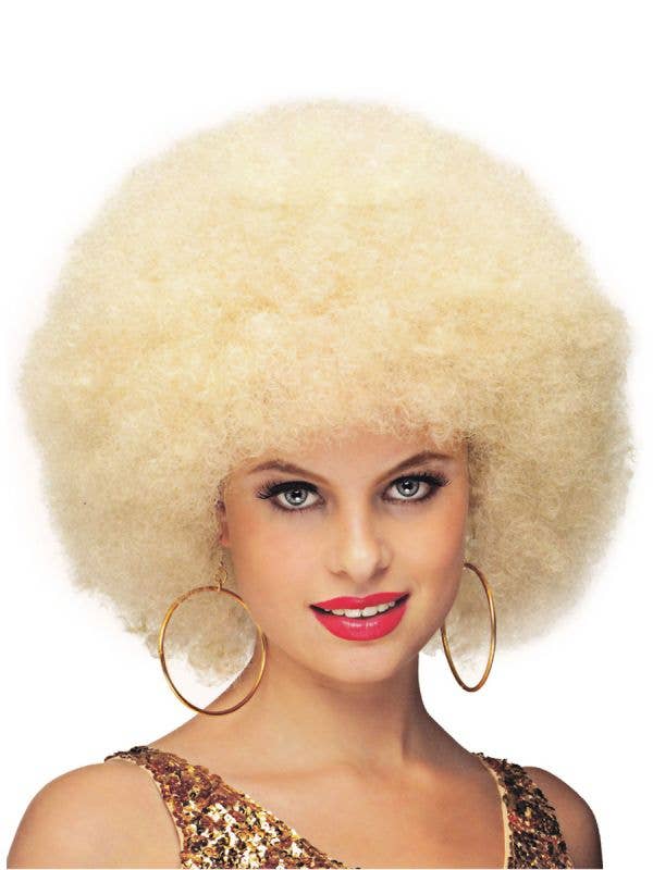 70s Disco Womens Afro Blonde Wig Costume Accessorry