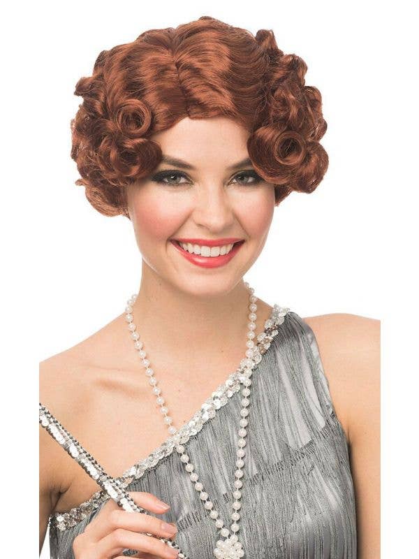 Women's Short Curly Natural Red Gatsby Flapper Costume Wig