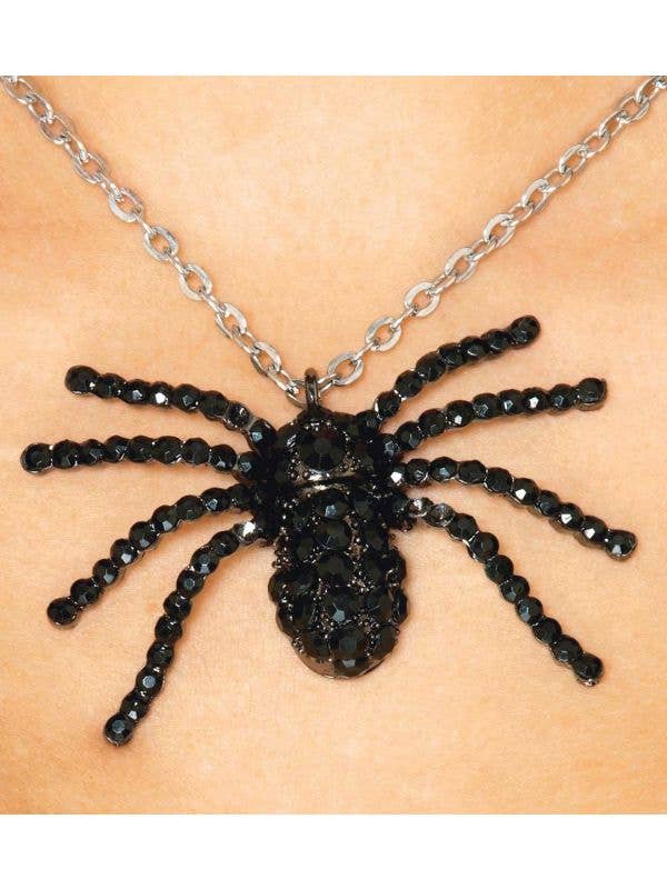 Jeweled Black Widow Spider Necklace Main Image