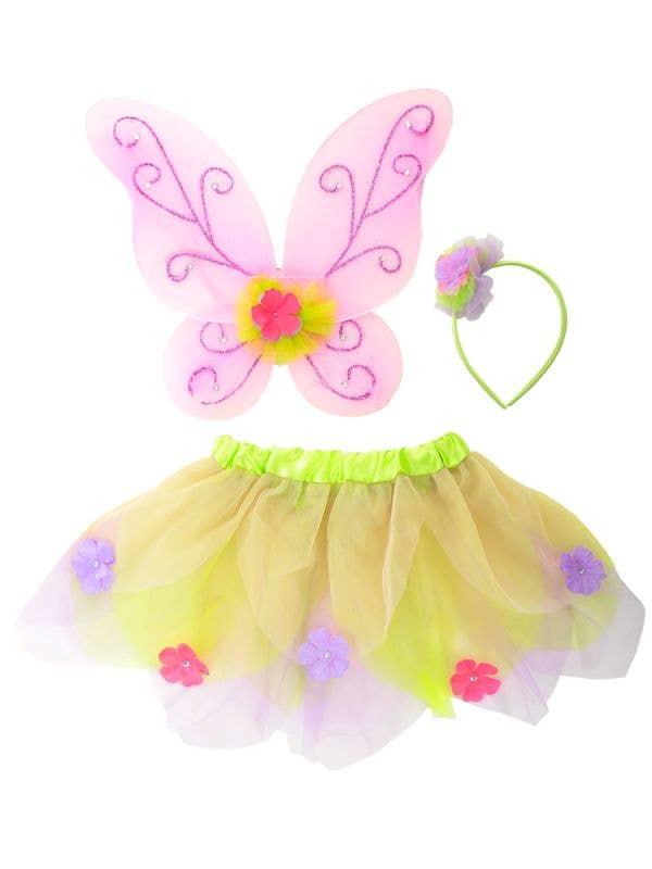 Image of Cute Garden Fairy Girls Wings and Tutu Set