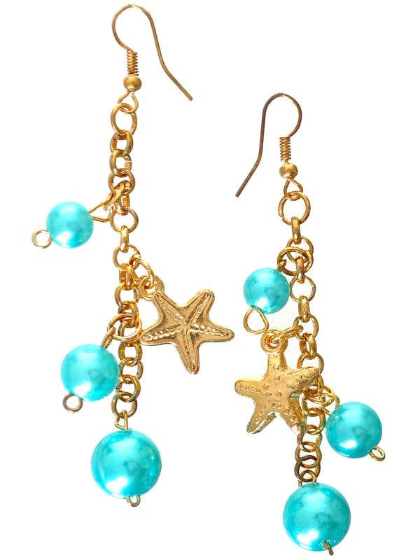 Image of Under the Sea Gold and Teal Mermaid Costume Earrings - Main Image