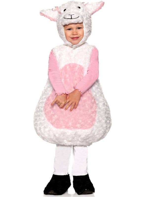 Image of Fluffy White Lamb Infant Baby Belly Costume
