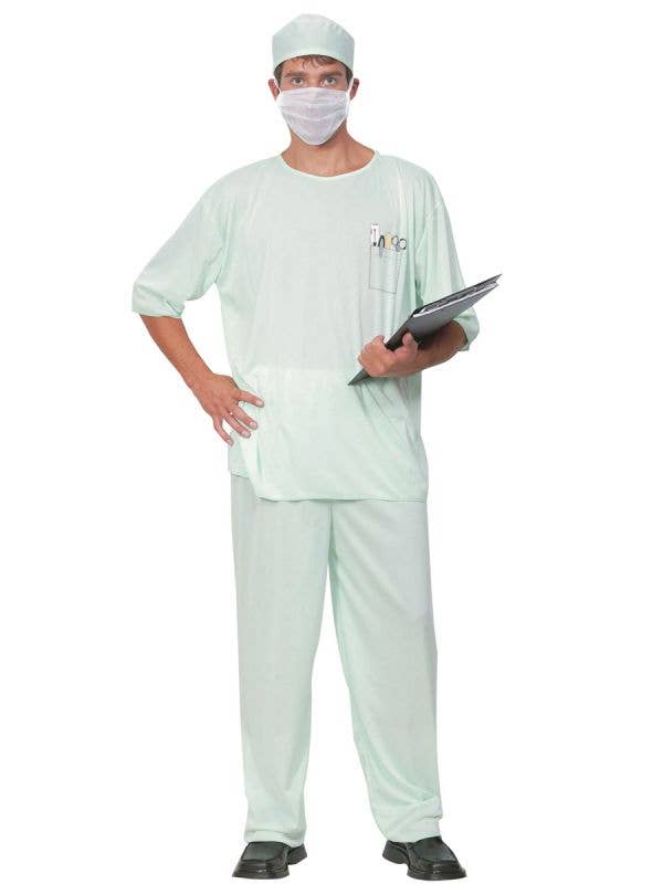 Green Surgical Scrubs Men's Doctor Uniform Costume