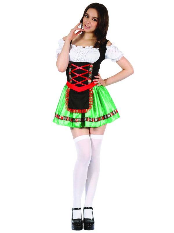 Green Beer Girl Sexy Oktoberfest Costume for Women Close Up Image