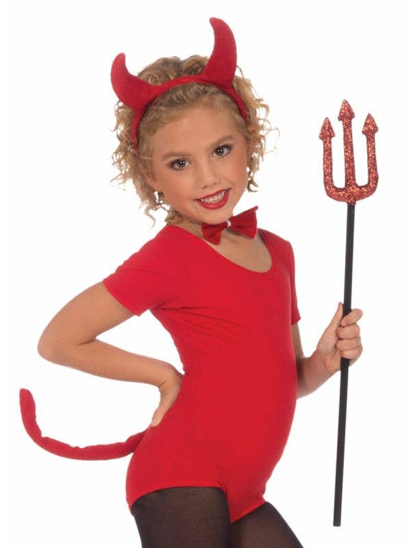 Girl's Red Devil Halloween Costume Accessory Set Front View