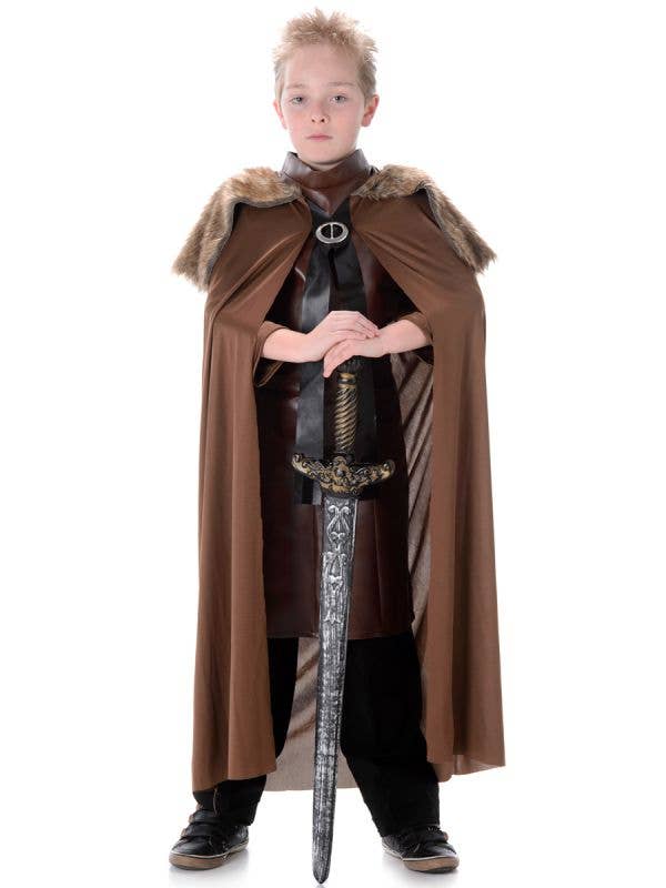 Brown Fur Kids Medieval Costume Cape Main Image