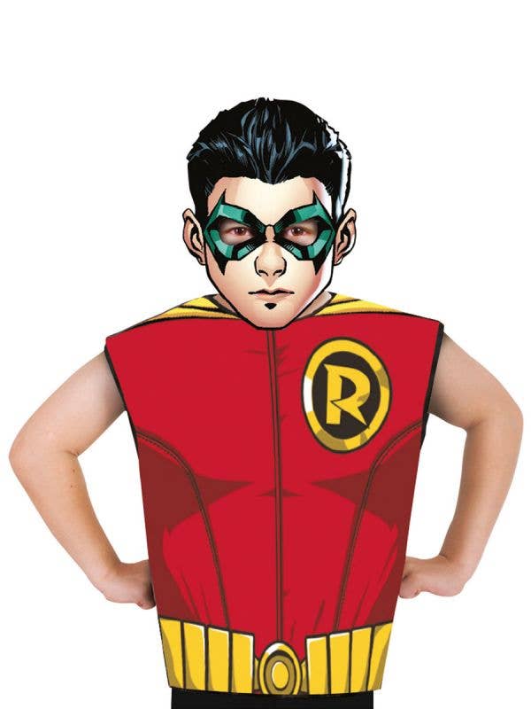 Boys DC Comics Robin Shirt and Mask Costume Set