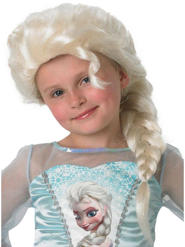 Girls Officially Licensed Blonde Braid Elsa Costume Wig
