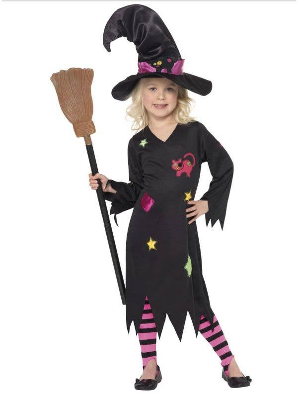 Girl's Black Witch Halloween Costume Front View