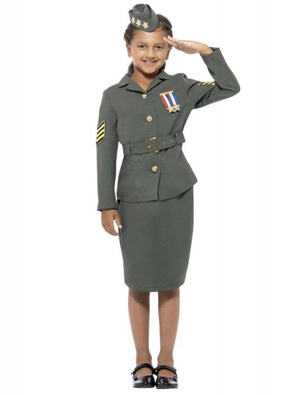 Girl's WWII Army Officer Costume Front View