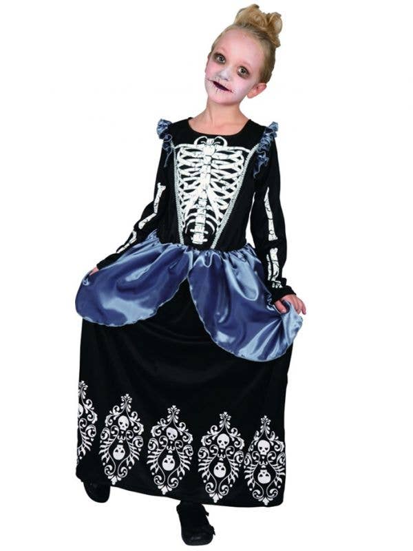 Black and Blue Skeleton Princess Costume for Girls