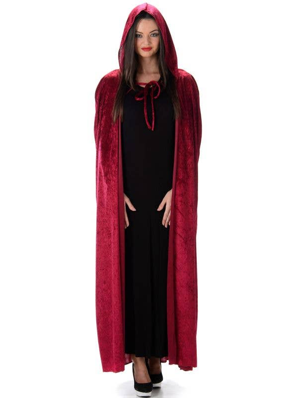 Women's Hooded Red Velvet Costume Cloak Main Image