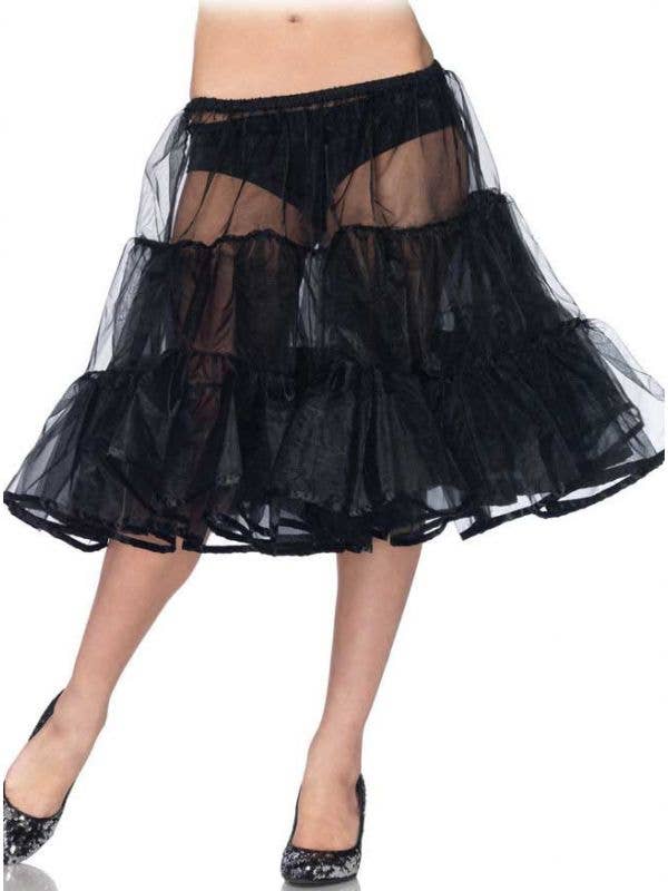 Black Shimmer Organza Knee Length Women's Costume Petticoat
