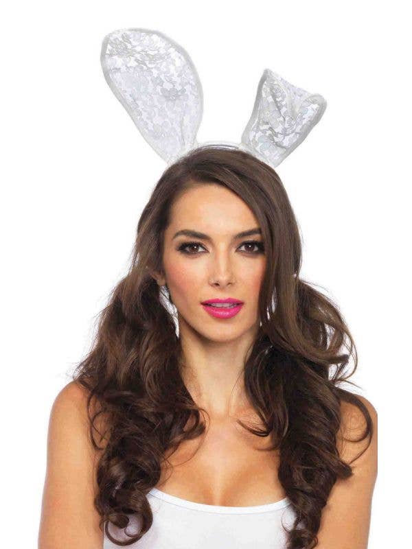 Bendable White Lace Bunny Costume Ears