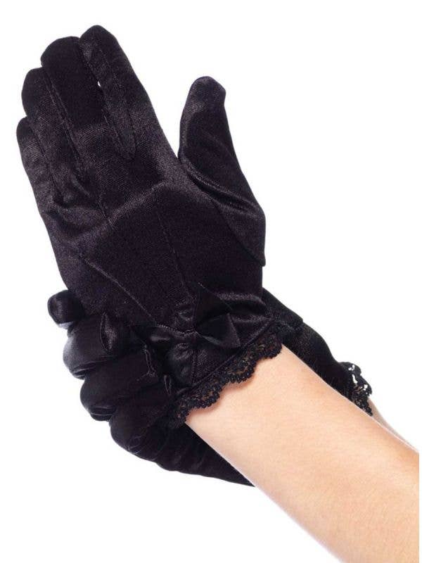 Kids Black Wrist Length Costume Gloves
