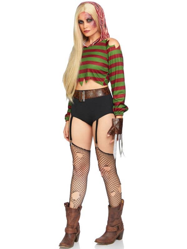 Image of Dream Killer Women's Sexy Freddy Halloween Costume - Front View