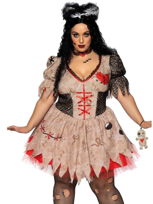 Plus Size Voodoo Doll Women's Costume - Front Image