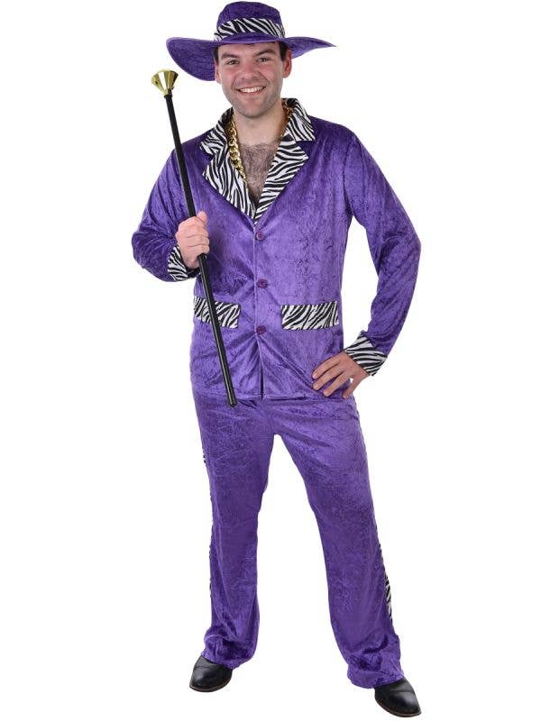 Image of Charming Purple Velvet Pimp Men's Costume