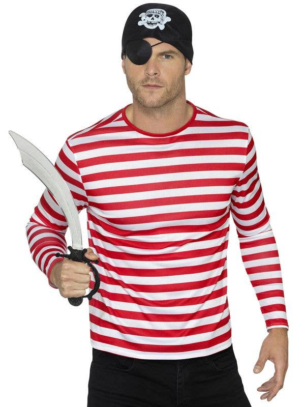 Image of Striped Red and White Men's Pirate Costume Shirt