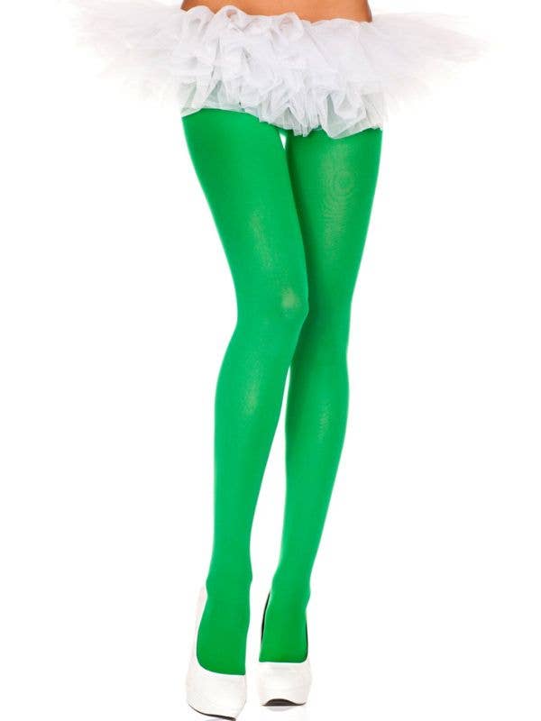 Green Opaque Full Length Women's Costume Pantyhose