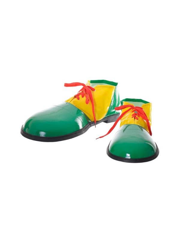 Yellow and Green Oversized Novelty Circus Clown Costume Shoes Accessory Main Image