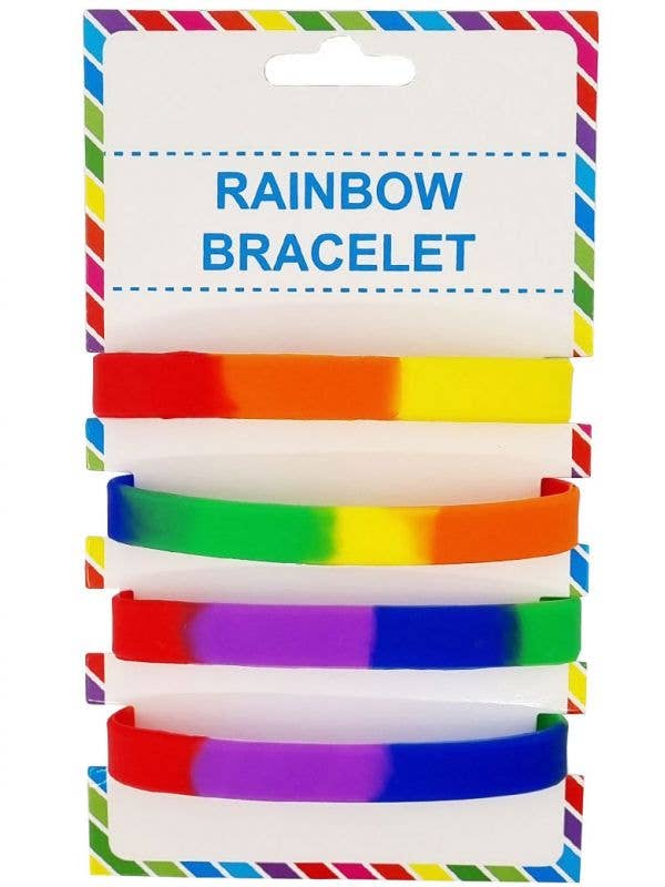4 Pack of Rainbow Rubber Costume Bracelets