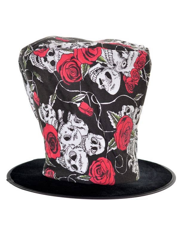 Canvas Adult's Skull and Roses Day of the Dead Plush Top Hat Costume Accessory