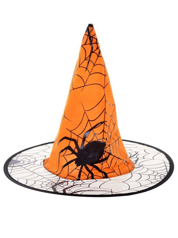 Adult's Orange Spider Witch Hat Halloween Accessory