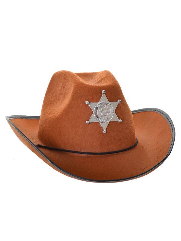 Adult's Brown Feltex Cowboy Sherrif's Costume Hat with Silver Star