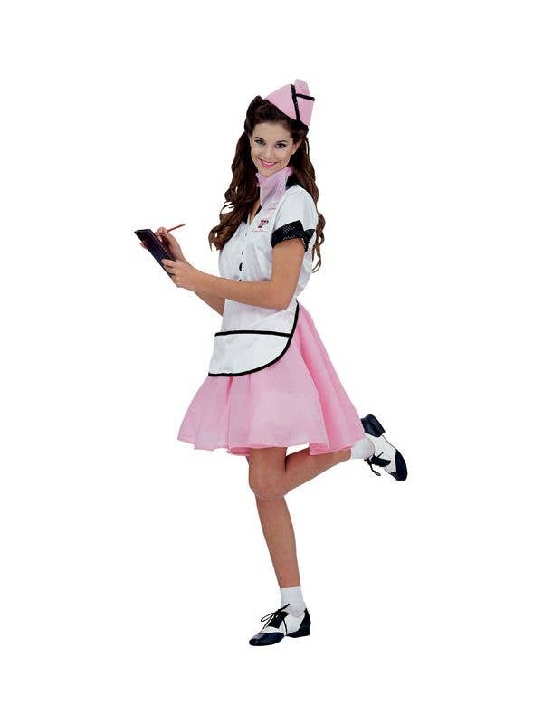 Women's 50's Pink Diner Waitress Costume Front View