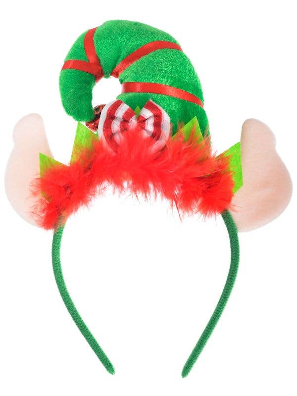 Image of Plush Green and Red Elf Christmas Costume Headband