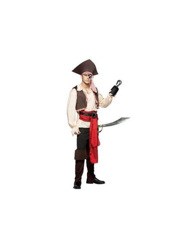 Brown And Red Swashbuckler Costume | Mens Jolly Roger Pirate Outfit