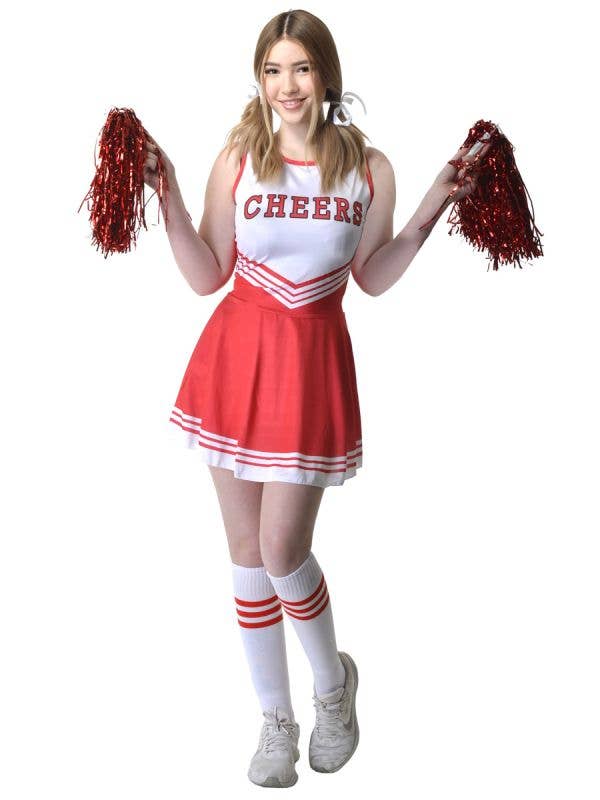 Image of Feisty Red Teen Girl's Cheerleader Costume